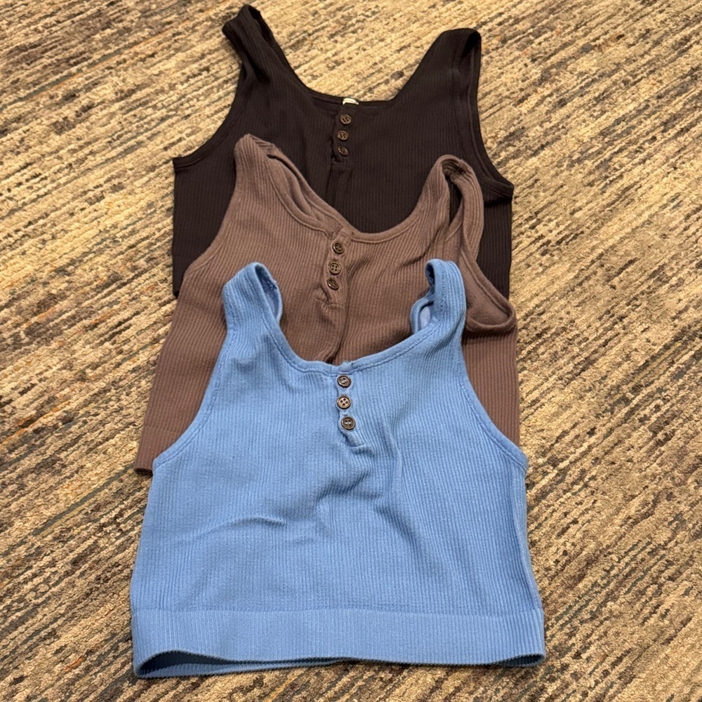 Stylish Women's Buttoned Crop Tops - Black, Brown, Blue
